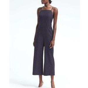 Banana Republic Pinstripe High-Neck Crop Jumpsuit